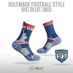 Solemade Football Style Socks, "Big Blue" , Mid Cut
