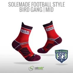 Solemade Football Style Socks, "Bird Gang" , Mid Cut