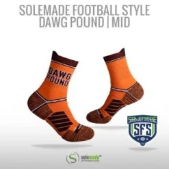 Solemade Football Style Socks, "Dawg Pound" , Mid Cut