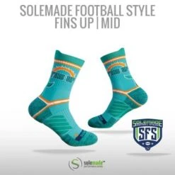 Solemade Football Style Socks, "Fins Up" , Mid Cut