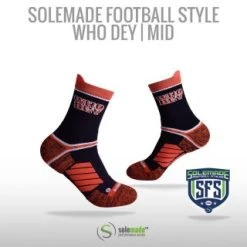 Solemade Football Style Socks, "Who Dey" , Mid Cut